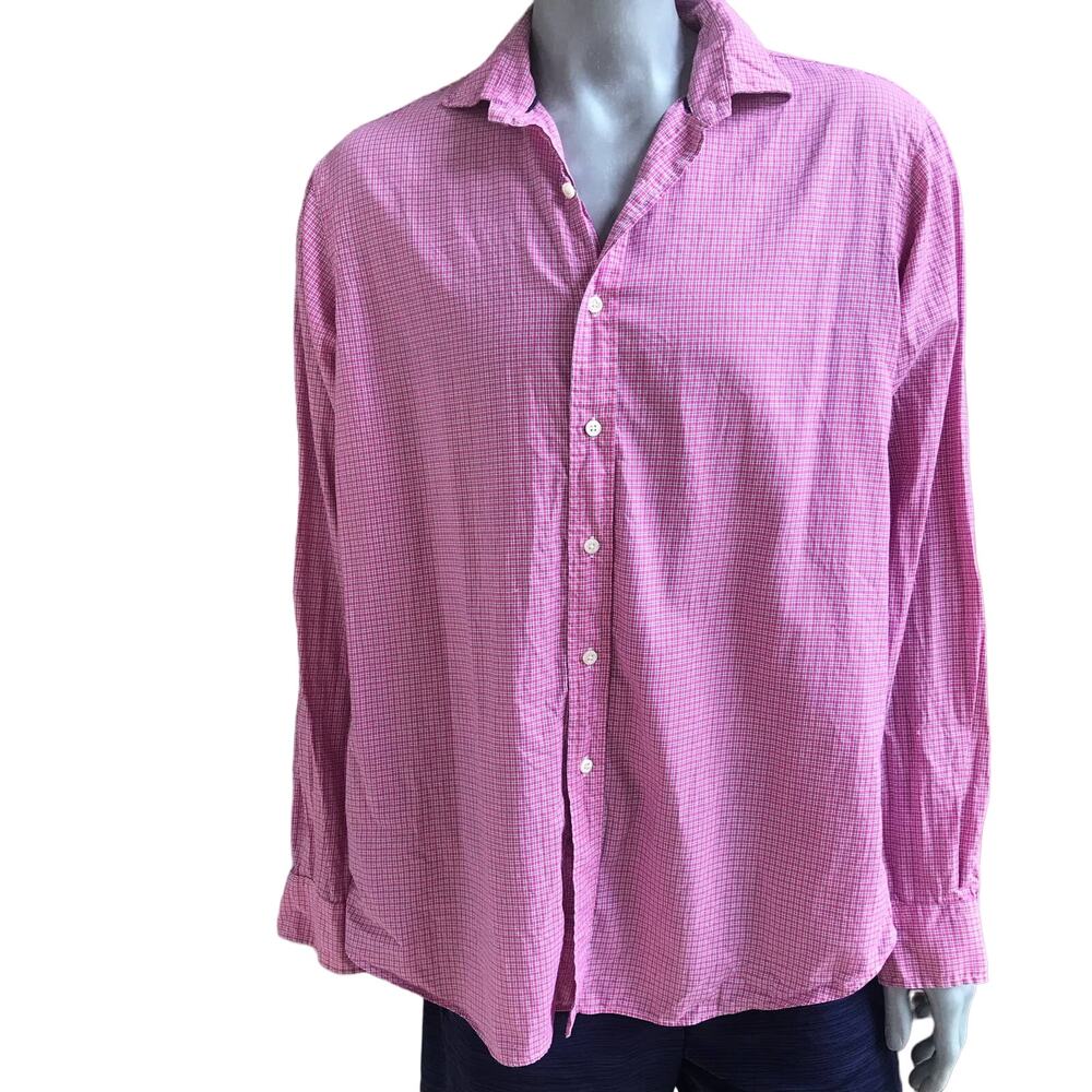 Polo Ralph Lauren Pink Checkered Button Down Long Sleeve Shirt Men's Size XXL